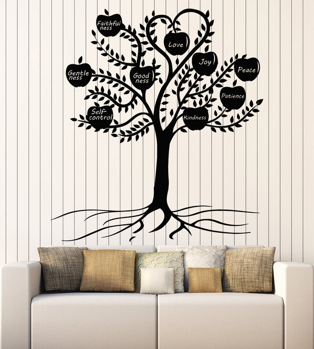 Vinyl Wall Decal Tree Kindness Joy Love Self Control Goodness  Stickers Mural (g5721)