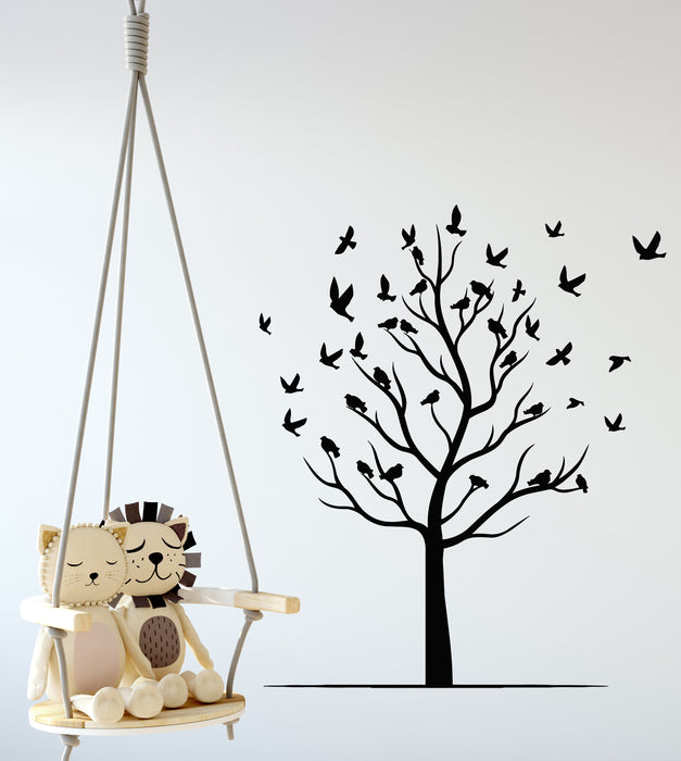 Vinyl Wall Decal Birds Flying Branches Tree Forest Nature Art Stickers Mural (g7204)