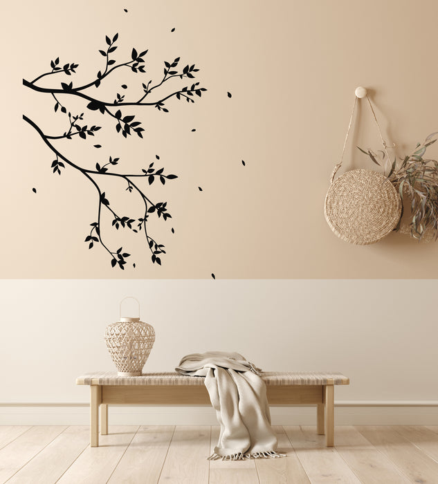 Vinyl Wall Decal Tree Branch Falling Leaves Bedroom Art Nature Stickers Mural (g7285)