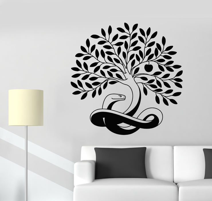 Devious Tree Sticker Vinyl Wall Decal Knowledge Tree Good And Evil With Snake Apple Sticker ...