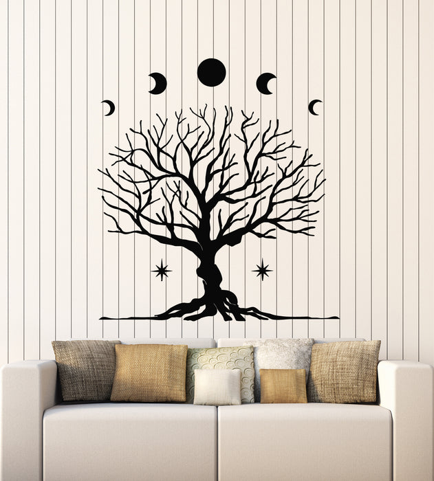 Vinyl Wall Decal Full Moon Crescent Phases Tree Branch Roots Stickers Mural (g7853)