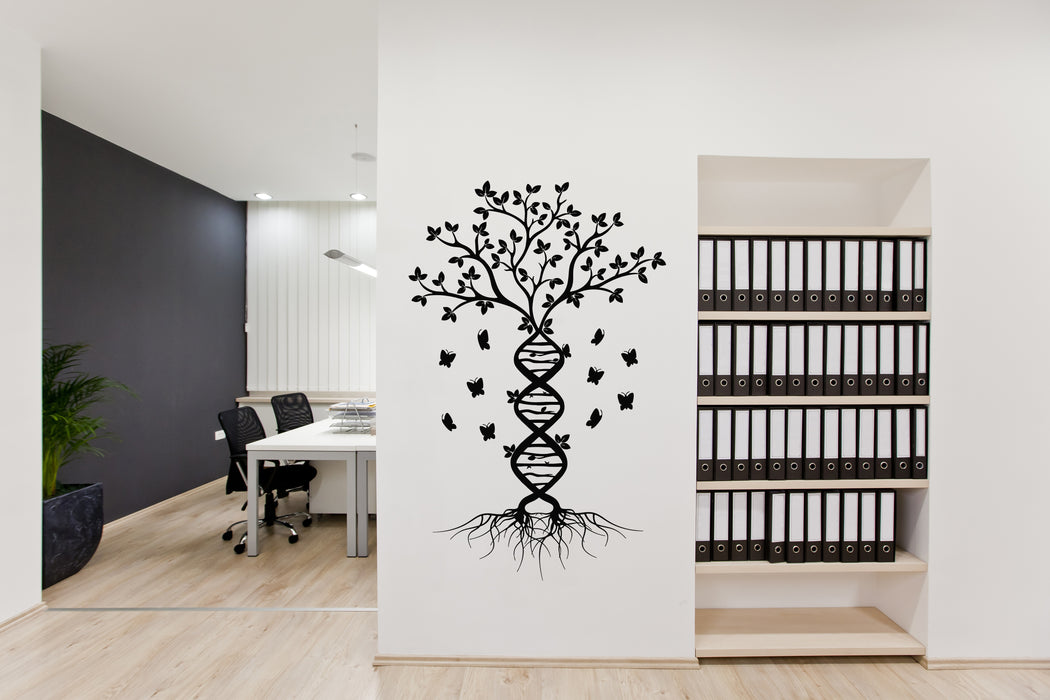 Vinyl Wall Decal Leaves Tree of Life DNA Science Butterflies Stickers Mural (g8379)