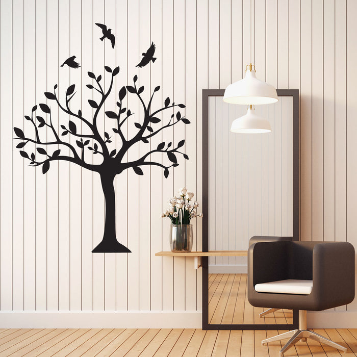 Tree Vinyl Wall Decal Nature Birds Flowering Stickers Mural (k137)