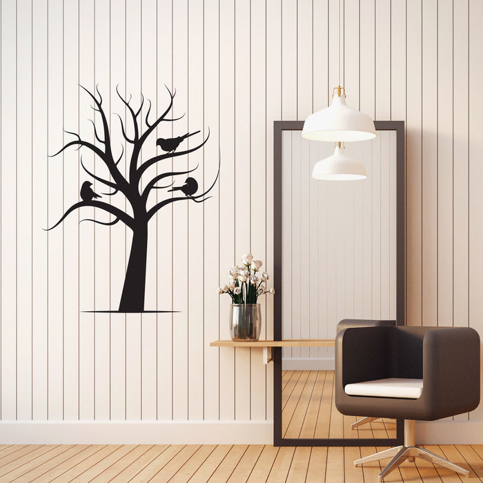 Dead Tree with Birds Vinyl Wall Decal Nature Drought Stickers Mural (k332)