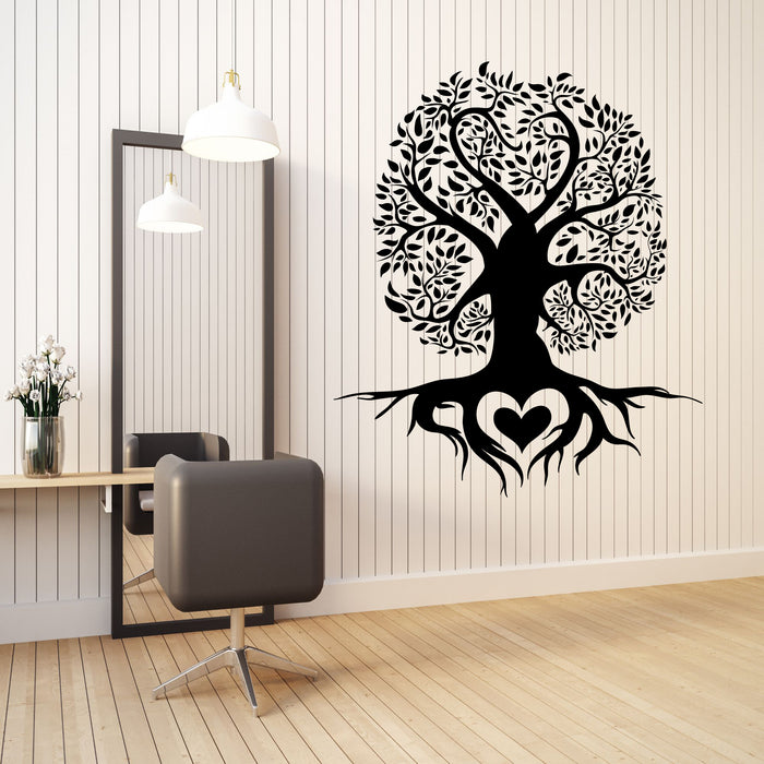 Tree with Love Vinyl Wall Decal Abstract Roots Romance Stickers Mural (k193)