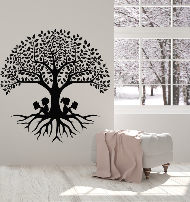 Tree with Roots Vinyl Wall Decal Nature Children Decor for Bookstore Stickers Mural (k166)
