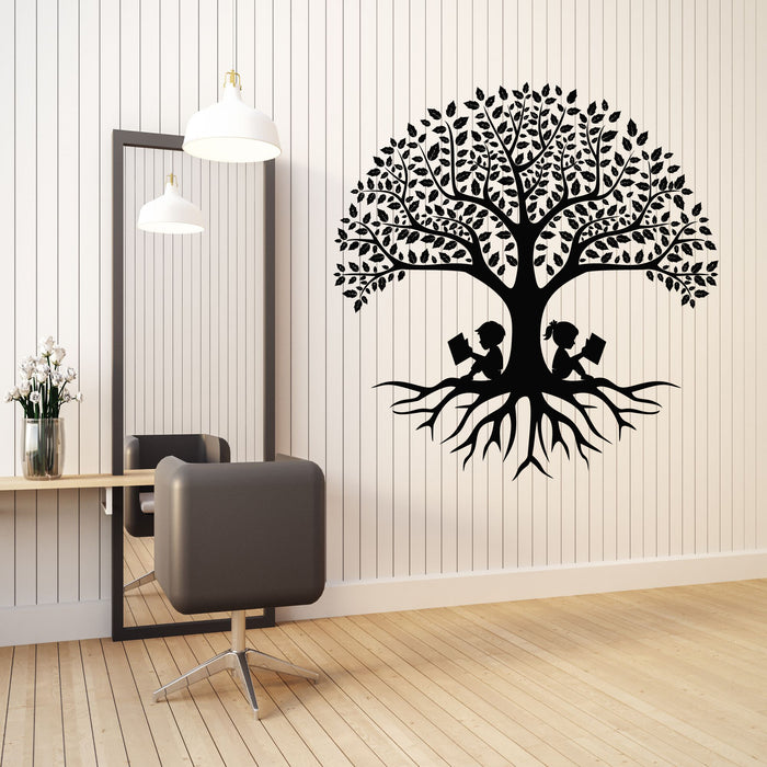 Tree with Roots Vinyl Wall Decal Nature Children Decor for Bookstore Stickers Mural (k166)