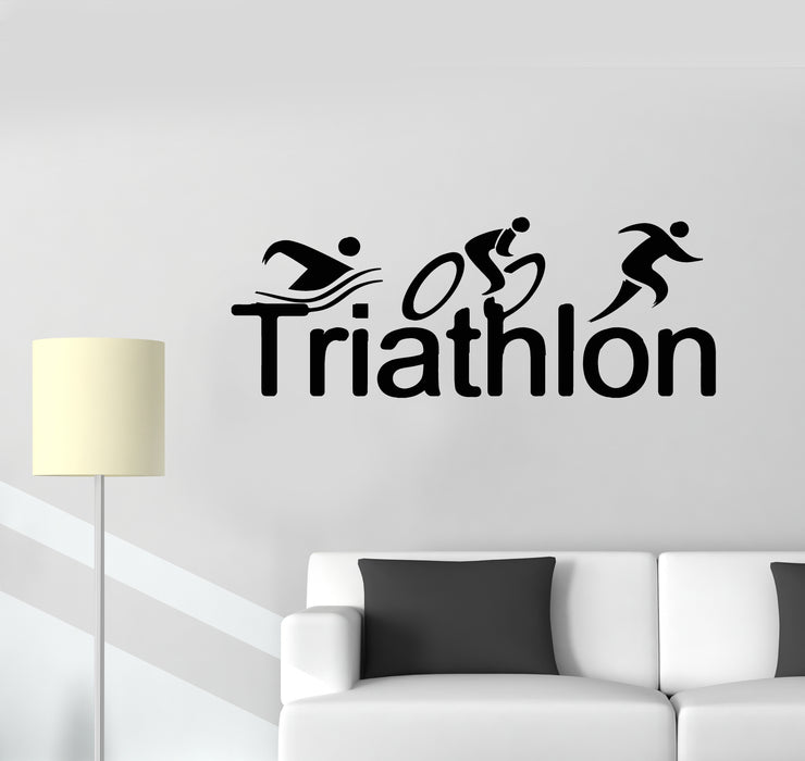 Autocollant mural en vinyle pour triathlon, sports olympiques, autocollants abstraits pour athlètes (g6489)
