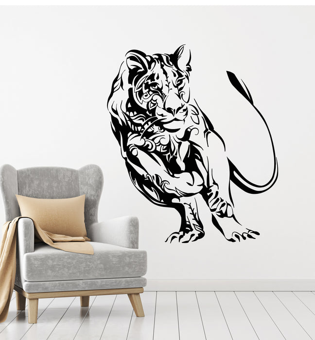 Vinyl Wall Decal Lioness Lion Tribal Animal Wild Big Cat Predator Stickers Mural (g1551)