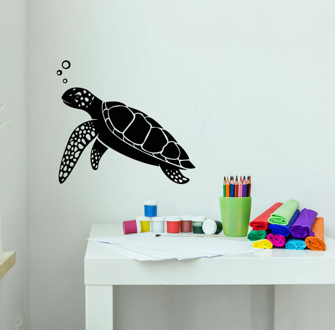 Vinyl Wall Decal Funny Turtle Ocean Marine Sea Animals Bathroom Sticke ...