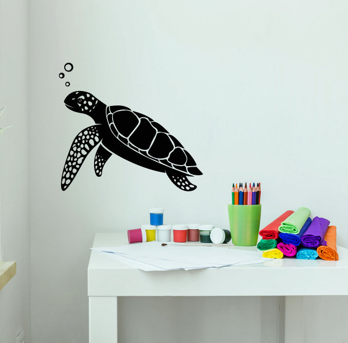 Vinyl Wall Decal Funny Turtle Ocean Marine Sea Animals Bathroom Stickers Mural (g8064)