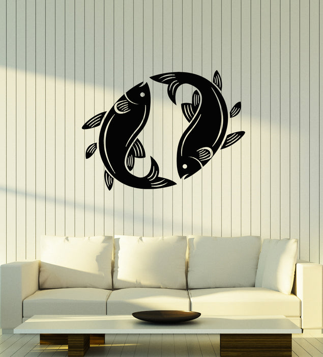 Vinyl Wall Decal Two Fish Seafood Fishing Hobby Yin Yang Bathroom Stickers Mural (g3235)