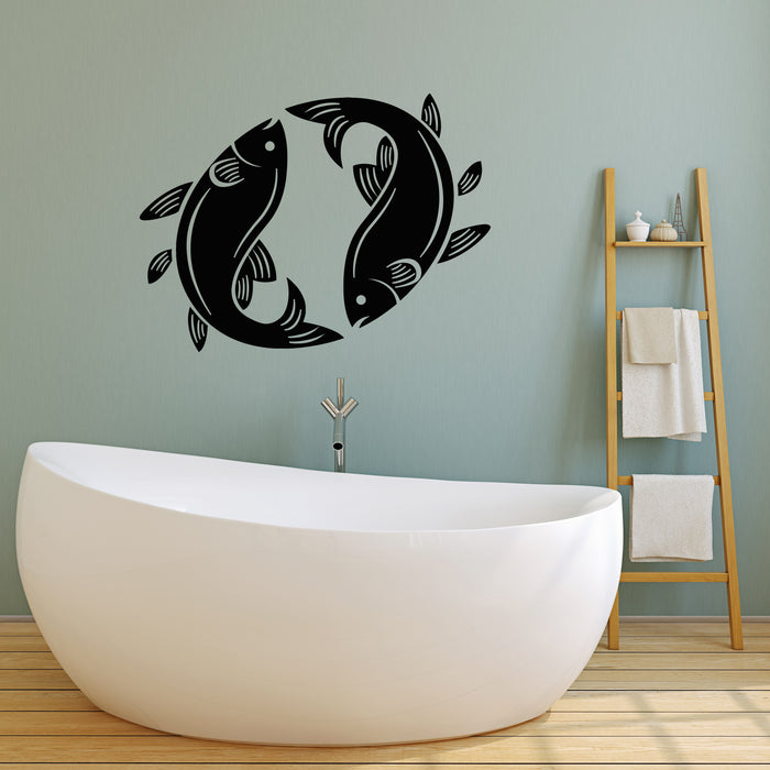 Vinyl Wall Decal Two Fish Seafood Fishing Hobby Yin Yang Bathroom Stickers Mural (g3235)