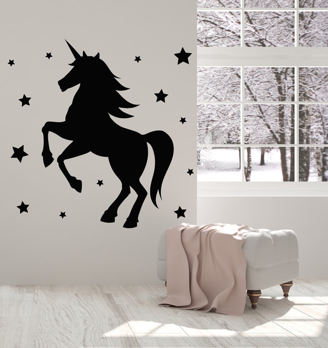 Vinyl Wall Decal Unicorn Fantasy Animal Kids Room Stars Bedroom Stickers Mural (g5051)