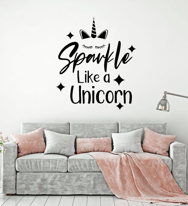 Autocollant mural en vinyle avec phrase inspirante Sparkle Like Unicorn Animal Stickers Mural (g3418)