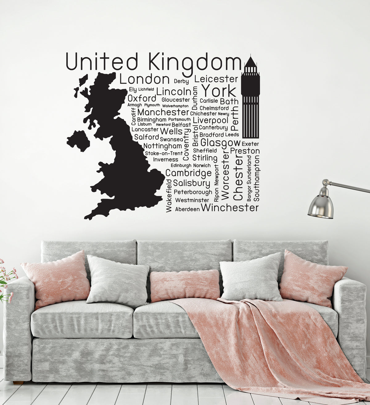 Display Uk Sticker Vinyl Wall Decal United Kingdom UK Cities Great Britain Decor Stickers ...