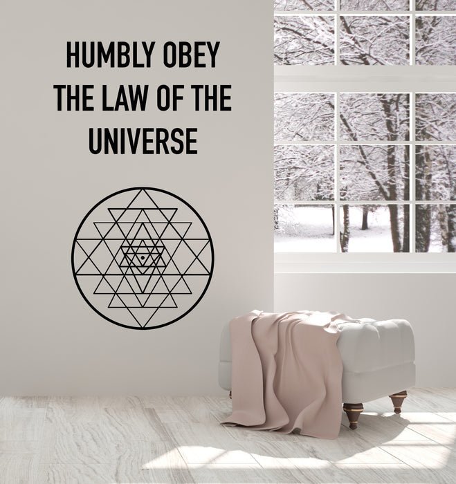 Vinyl Wall Decal Sri Yantra Quote Circle Sacred Geometry Hinduism Stickers Mural (g182)
