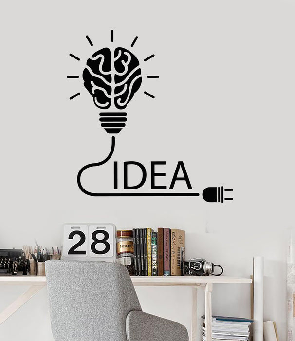 Vinyl Wall Decal Light Bulb Brain Idea Office Decoration Stickers Mural (g6441)