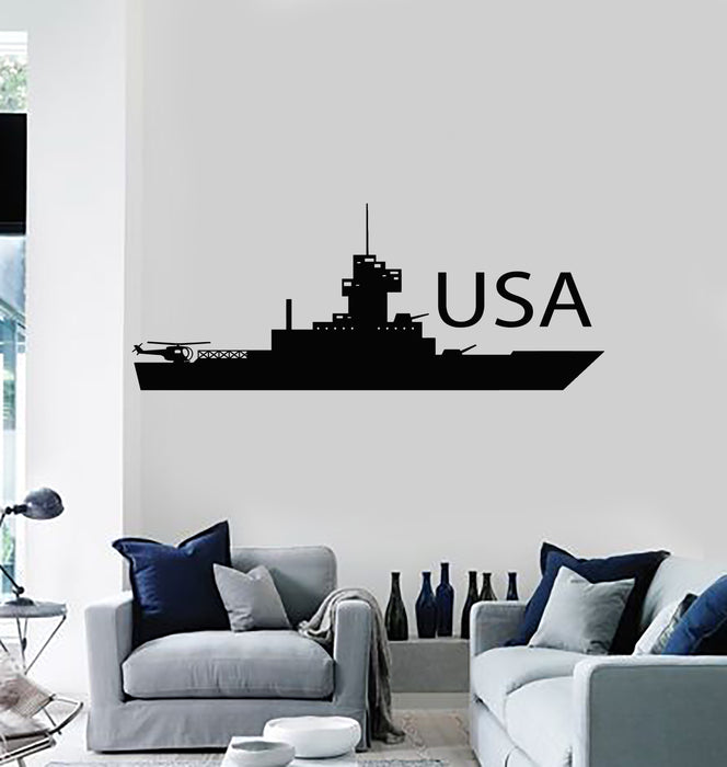 Vinyl Wall Decal Nautical Ship USA Sea Warship War Military Decor Stickers Mural (g4008)