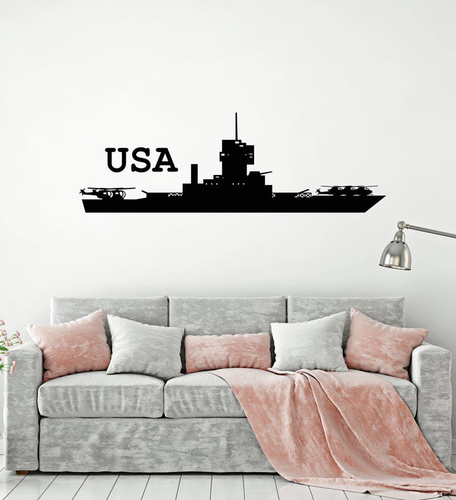 Vinyl Wall Decal Nautical Military Ship USA Battle at Sea Warship Stickers Mural (g4007)