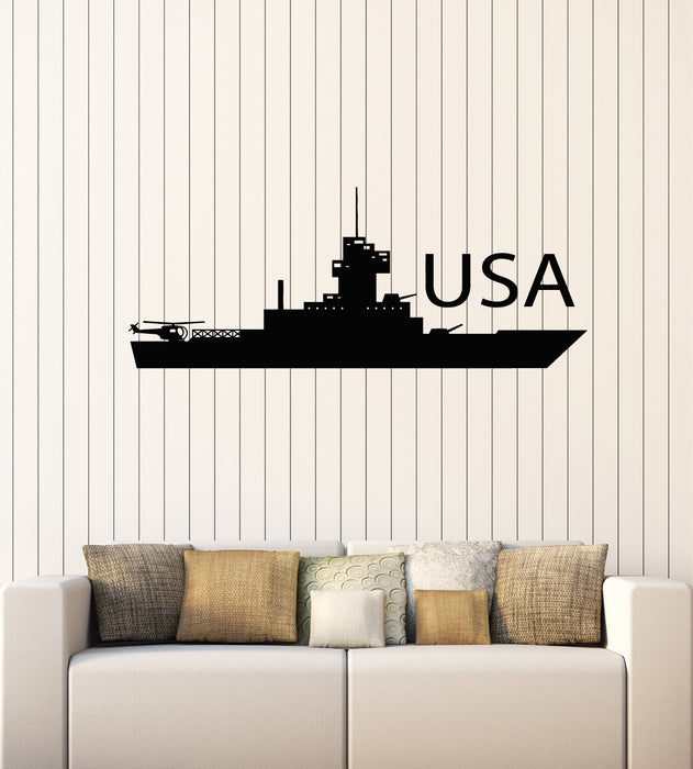 Vinyl Wall Decal Nautical Ship USA Sea Warship War Military Decor Stickers Mural (g4008)