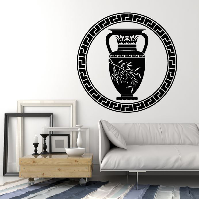 Vinyl Wall Decal Ancient Greek Vase Olive Branch Greece Home Decor Stickers Mural (g1128)
