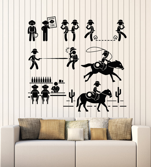 Vinyl Wall Decal Western Movie Criminal Sought Cowboy Texas Stickers Mural (g3533)