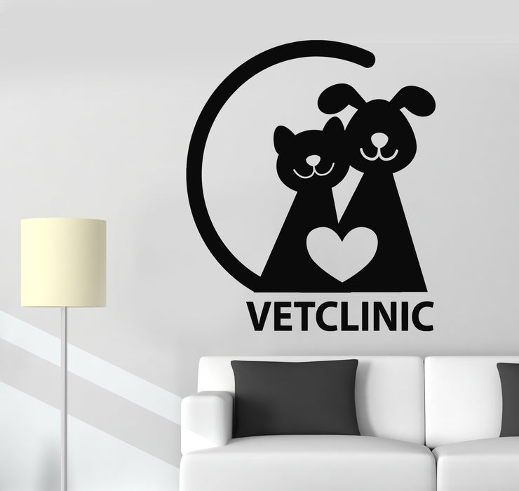 Vinyl Wall Decal Signboard Logo Veterinary Clinic Cat Dog Pets Love Stickers Mural (g2387)