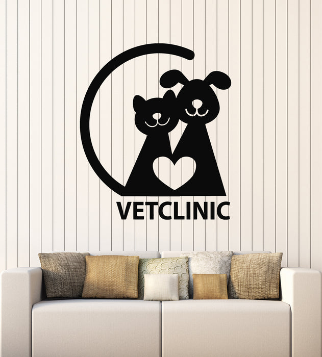 Vinyl Wall Decal Signboard Logo Veterinary Clinic Cat Dog Pets Love Stickers Mural (g2387)