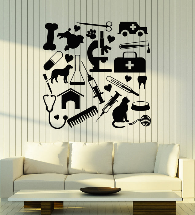 Vinyl Wall Decal Logo Veterinary Clinic Interior Pet Care Health Stickers Mural (g6914)