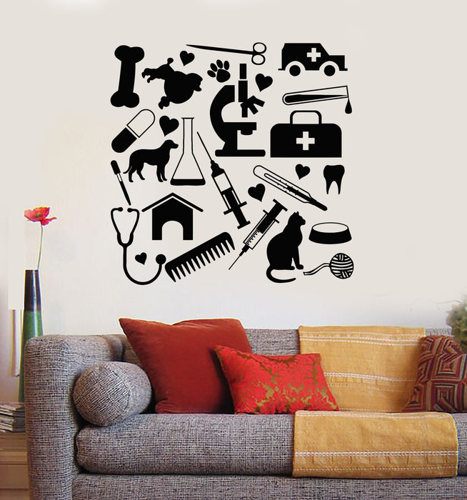 Vinyl Wall Decal Logo Veterinary Clinic Interior Pet Care Health Stickers Mural (g6914)