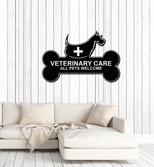 Vinyl Wall Decal Veterinary Care Signboard Pet Dog Bone Decor Stickers Mural (ig5465)