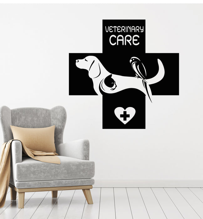 Vinyl Wall Decal Dog Cat Parrot Pets Animals Veterinary Clinic Care Stickers Mural (g2873)