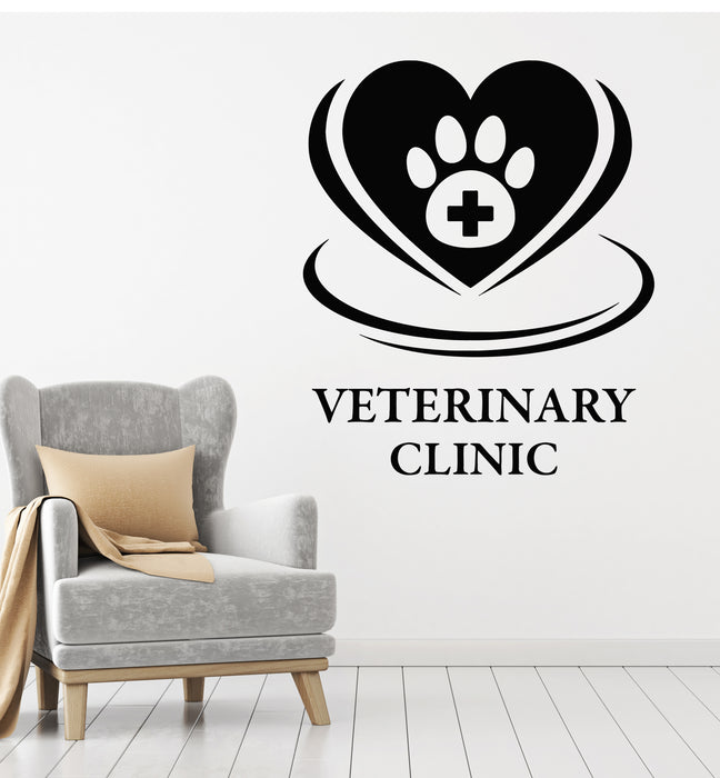 Autocollant mural en vinyle avec empreintes de pattes pour animaux de compagnie, logo de la clinique vétérinaire (g6833)