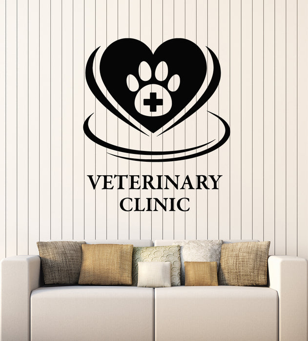 Autocollant mural en vinyle avec empreintes de pattes pour animaux de compagnie, logo de la clinique vétérinaire (g6833)