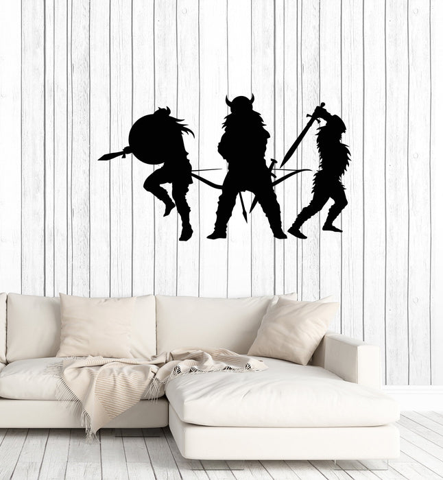 Vinyl Wall Decal Vikings Silhouette Scandinavian Warriors Boys Room Decor Stickers Mural (ig5565)