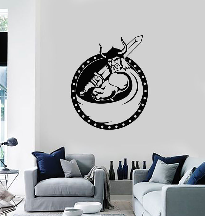 Vinyl Wall Decal Viking With Sword Weapon Warriors Middle Ages Stickers Mural (g4507)