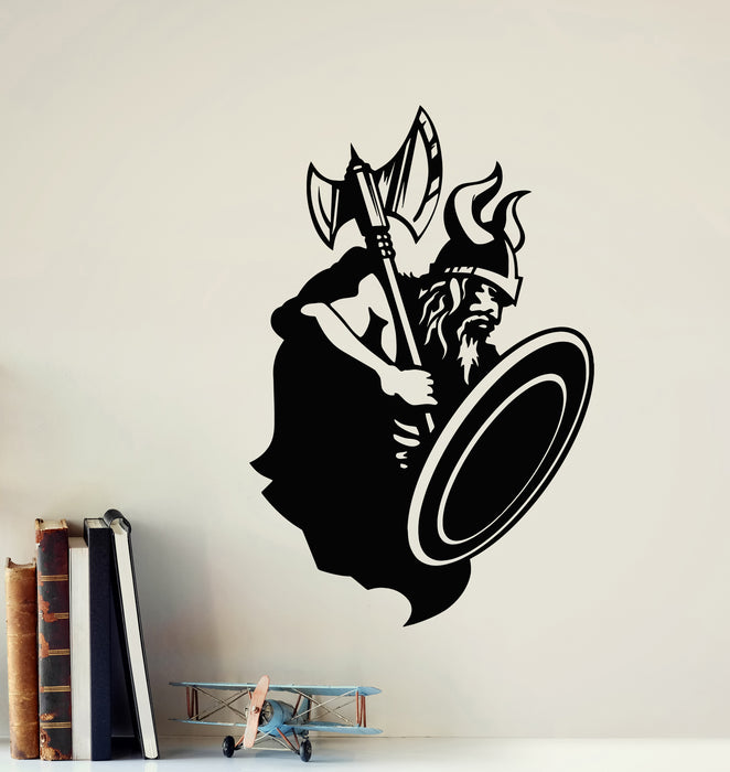 Autocollant mural en vinyle Viking Norseman Ax et bouclier Guerrier Autocollants Mural (g7835)