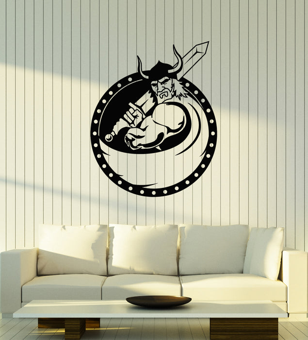 Vinyl Wall Decal Viking With Sword Weapon Warriors Middle Ages Stickers Mural (g4507)