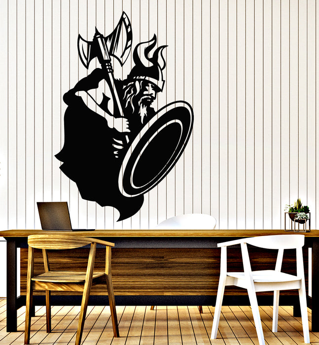 Autocollant mural en vinyle Viking Norseman Ax et bouclier Guerrier Autocollants Mural (g7835)