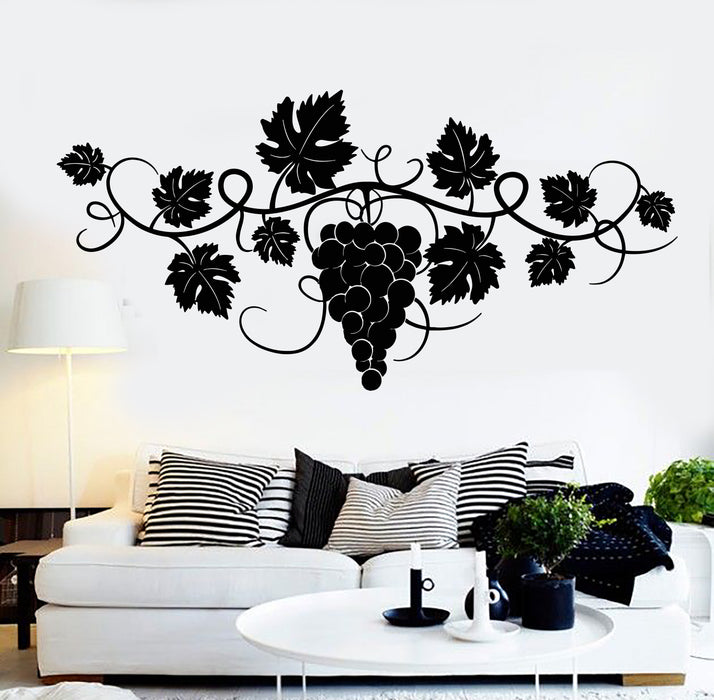 Vinyl Wall Decal Grape Branch Vine Berries Winery Wine Shop Stickers Mural (g5125)