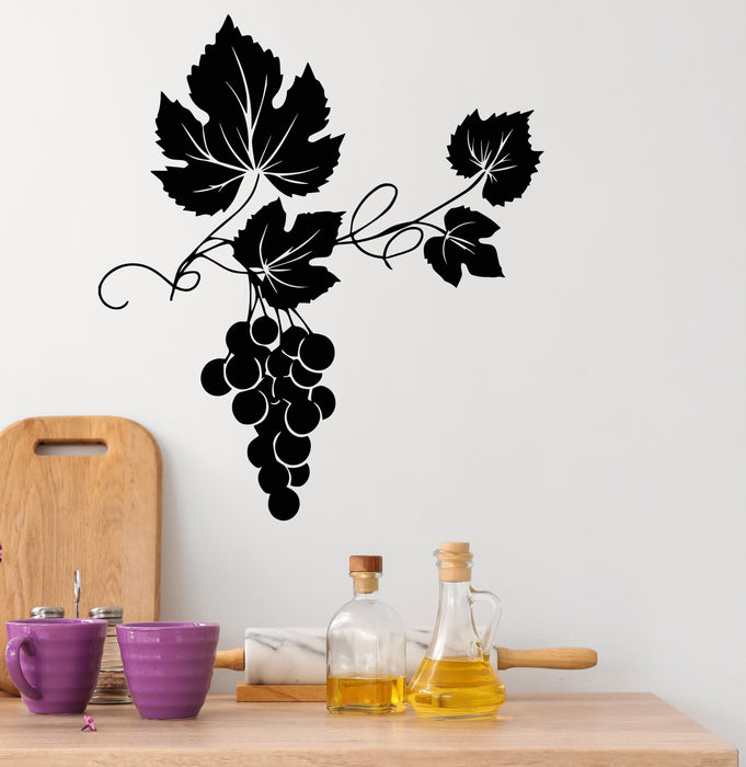 Vinyl Wall Decal Vineyard Grape Branch Vine Berries Wine Shop Stickers Mural (g7753)