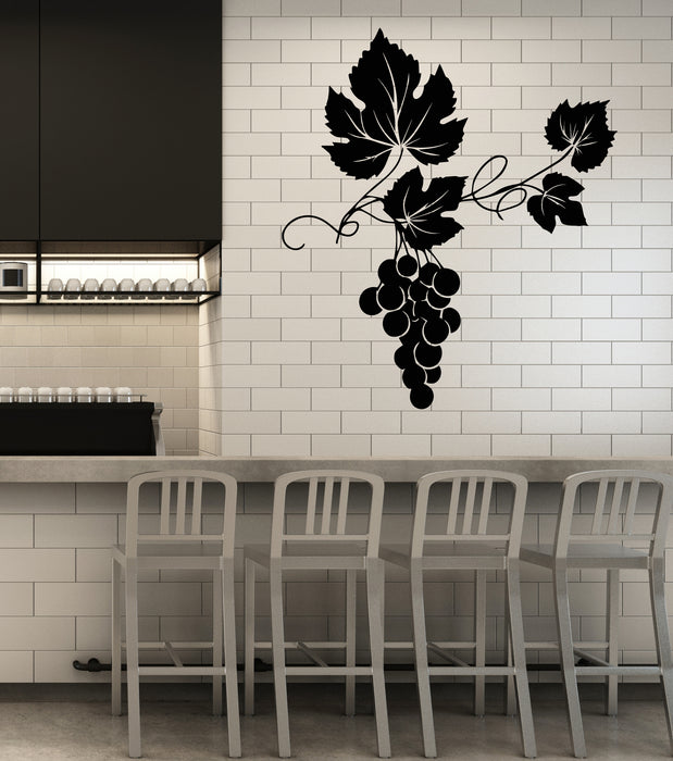 Vinyl Wall Decal Vineyard Grape Branch Vine Berries Wine Shop Stickers Mural (g7753)