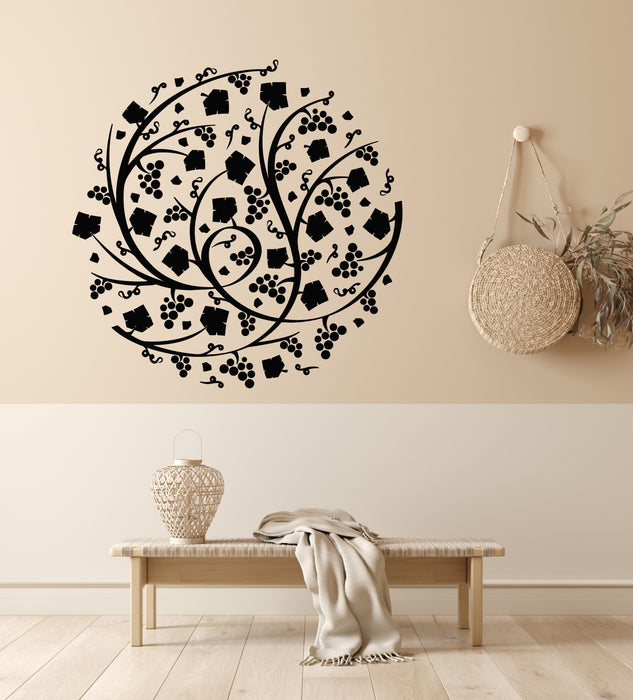 Vinyl Wall Decal Flower Design Elements Vine Patterns Wine Shop Stickers Mural (g7791)