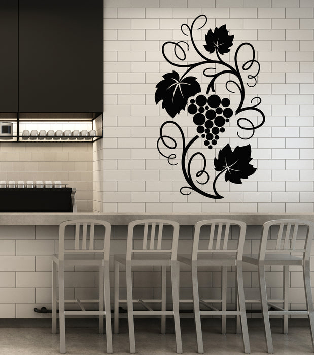 Vinyl Wall Decal Grape Branch Vine Berries Wine Shop Kitchen Stickers Mural (g4969)