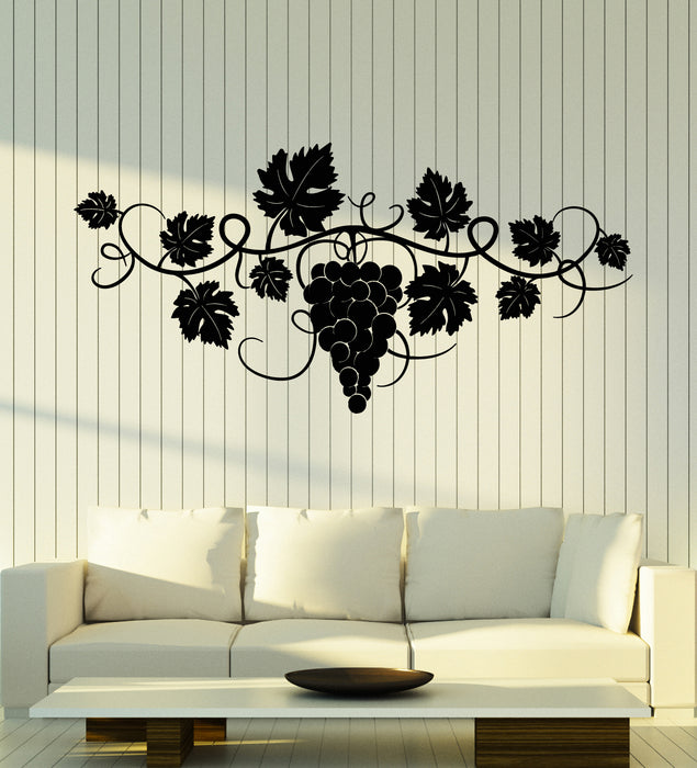 Vinyl Wall Decal Grape Branch Vine Berries Winery Wine Shop Stickers Mural (g5125)