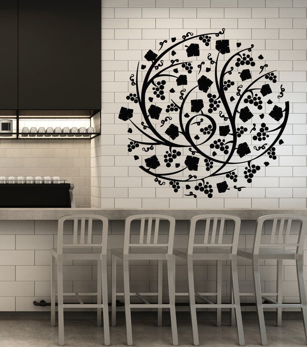 Vinyl Wall Decal Flower Design Elements Vine Patterns Wine Shop Stickers Mural (g7791)