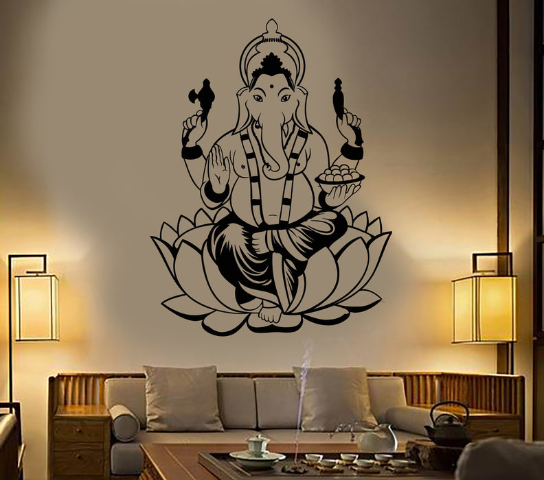 Vinyl Wall Decal India Hinduism Elephant God Ganesha Stickers Unique Gift (1919ig)
