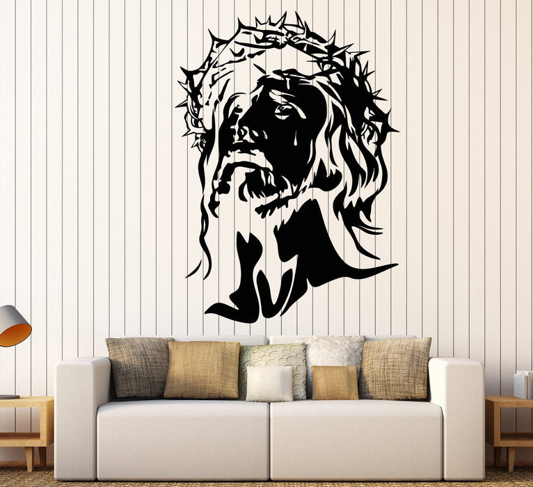 Vinyl Wall Decal God Jesus Religion Christian Messiah Man Head Stickers Unique Gift (764ig)