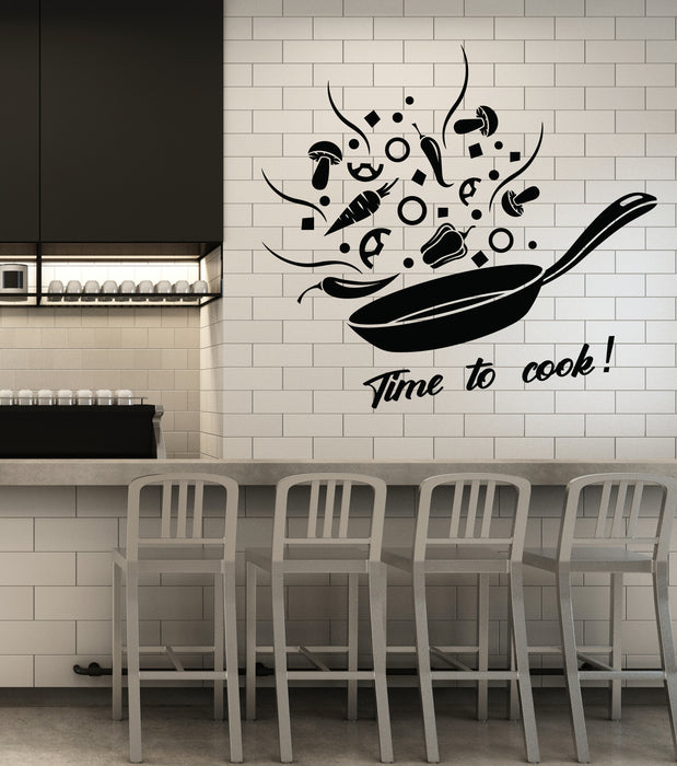 Vinyl Wall Decal Time To Cook Kitchen Decor For Housewives Stickers (4321ig)